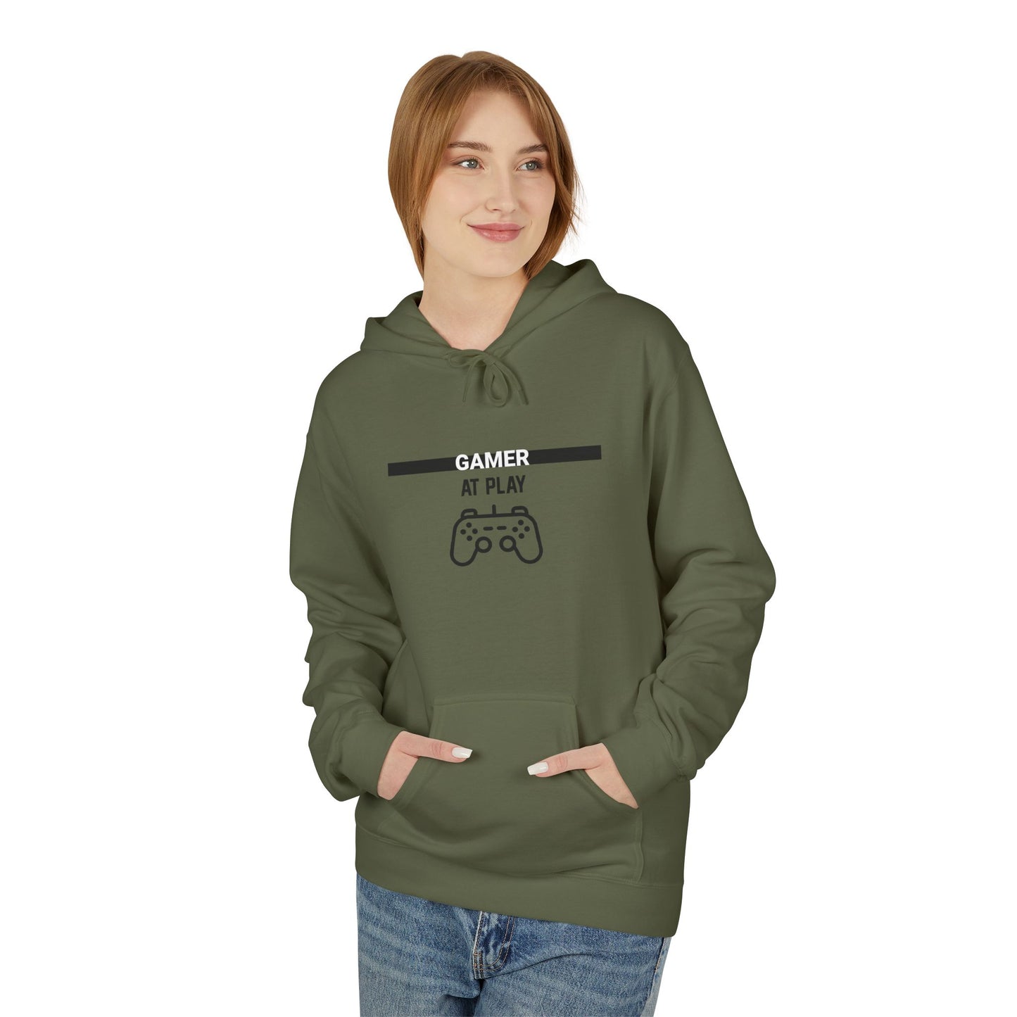 Gamer At Play Hoodie - Unisex Midweight Softstyle Fleece