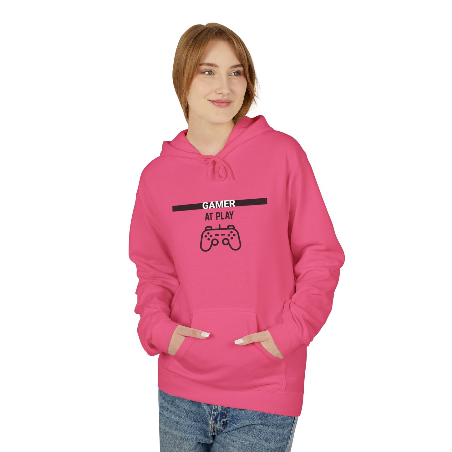 Gamer At Play Hoodie - Unisex Midweight Softstyle Fleece
