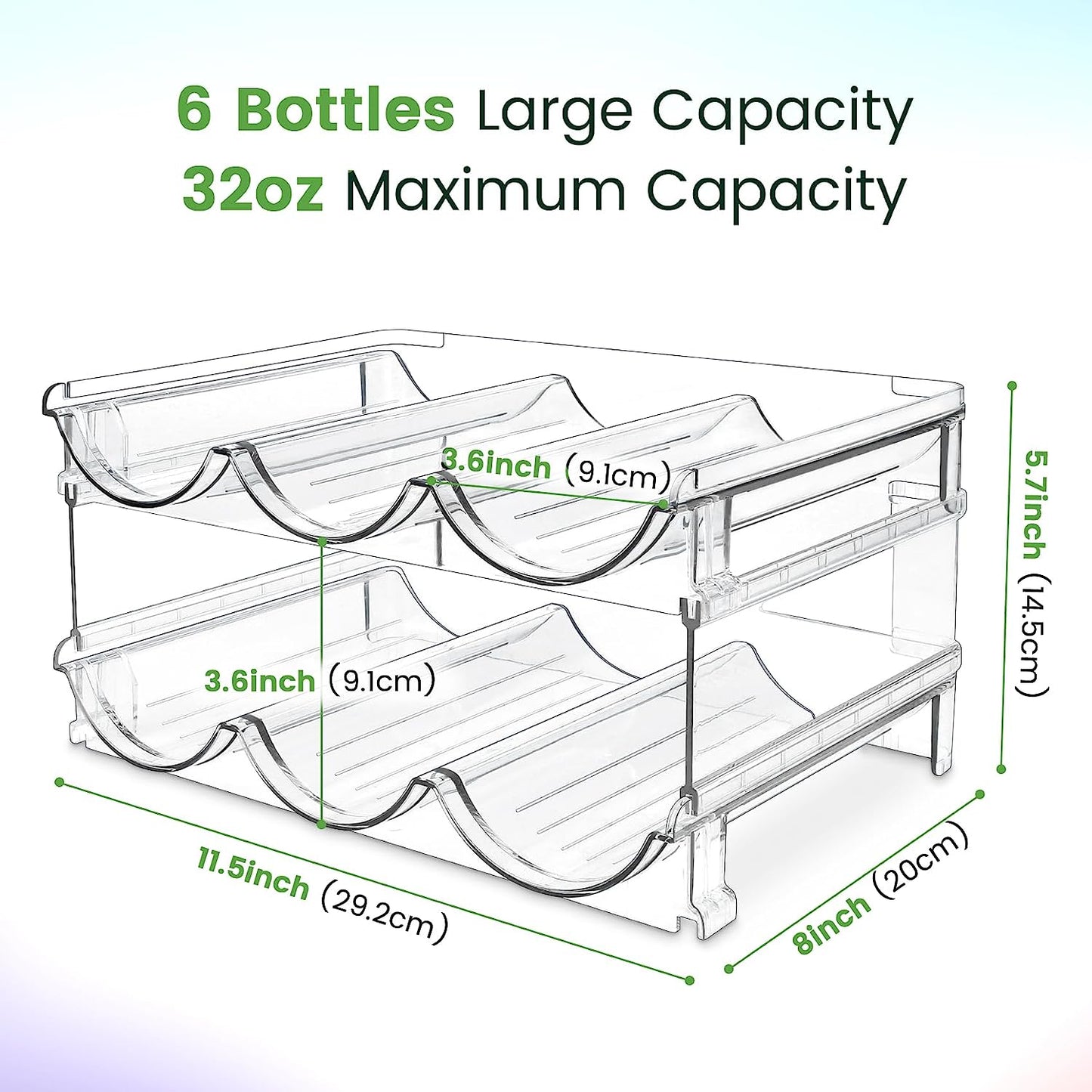 Stackable Water Bottle Organizer Rack – 2-Pack Cabinet Storage Solution. Sleek & Space-Saving Design for Kitchen or Pantry