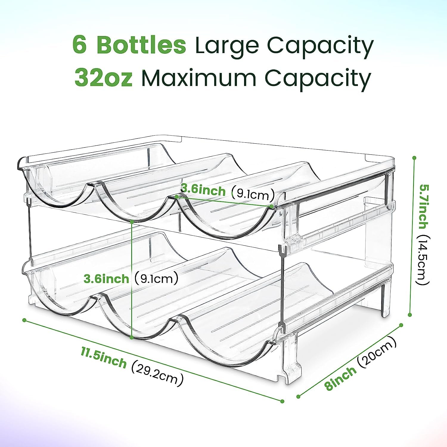 Stackable Water Bottle Organizer Rack – 2-Pack Cabinet Storage Solution. Sleek & Space-Saving Design for Kitchen or Pantry